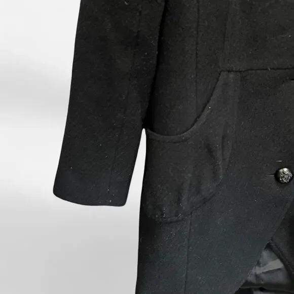 Mackage Black Wool Blend Funnel Neck Peacoat Minimalist Quiet Luxury Medium - Picture 10 of 16